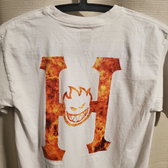 (4/$20) HUF Men's White T-Shirt with Orange Logo - Picture 6 of 11